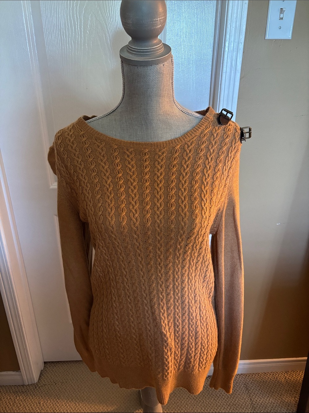 Tommy Hilfiger Camel Cable-Knit Crew Sweater